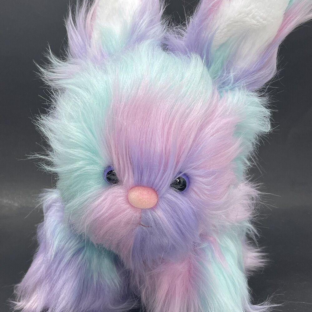 Build a Bear Pastel Fuzzy Bunny Rabbit 12" BAB Purple Teal Pink Blue HTF